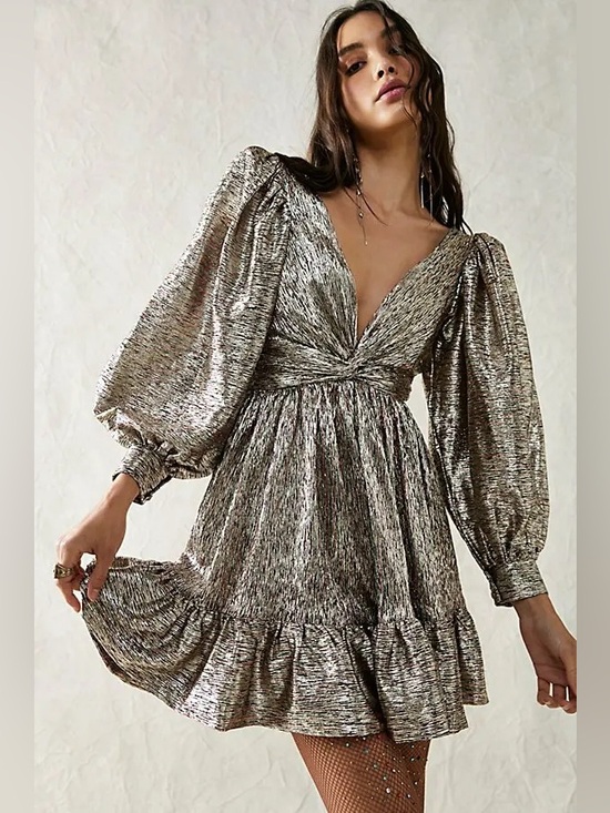 Sabina Musayev Dresses & Skirts - Sabina Musayev Roxana Metallic Mini Dress